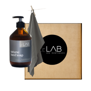 Le Lab Box Grey _ Savon liquide naturel 250ml + Essuie-mains en gaze de coton Gris foncé