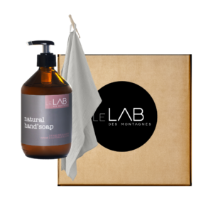 Le Lab Box Cloud_ Savon liquide naturel 250ml + Essuie-mains en gaze de coton Nuage